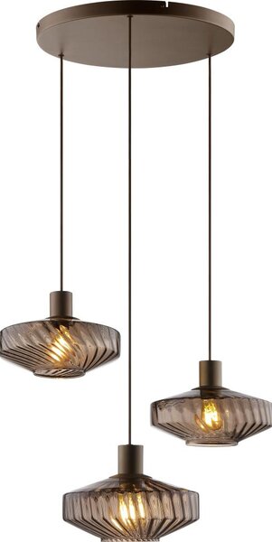 Brilliant - Luster na lane LYN 3xE27/20W/230V pr. 69 cm hnedá/dýmovo-hnedá