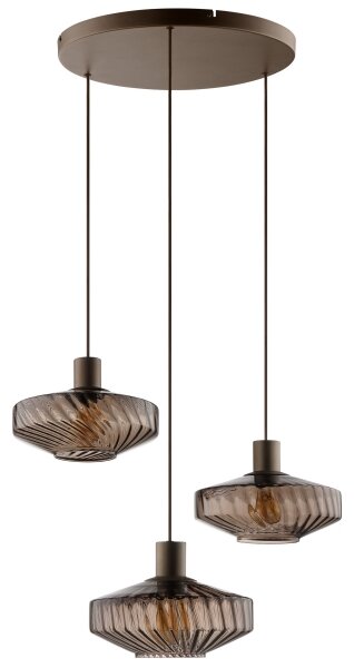 Brilliant - Luster na lane LYN 3xE27/20W/230V pr. 69 cm hnedá/dýmovo-hnedá