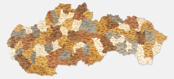 Nástenná drevená mapa Slovenska Rozmery mapy a typ:: 100 x 50 cm (okresy)