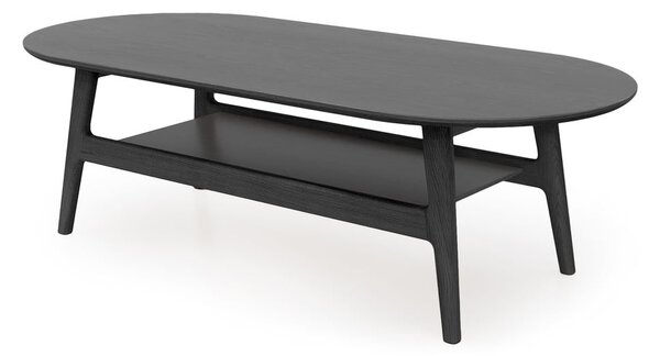 Čierny konferenčný stolík v dekore duba 60x130 cm Curved – Woodman