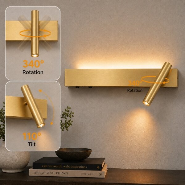 Brilagi - LED nástenné bodové svietidlo ARLIX LED/3W/230V + LED/7W zlaté CRI 90