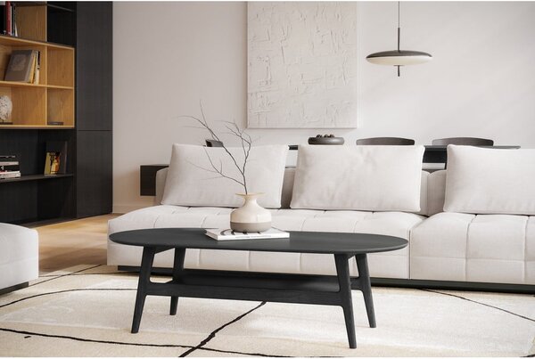 Čierny konferenčný stolík v dekore duba 60x130 cm Curved – Woodman
