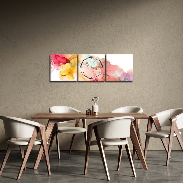Obraz - Atramentová abstrakcia (s hodinami) (90x30 cm)