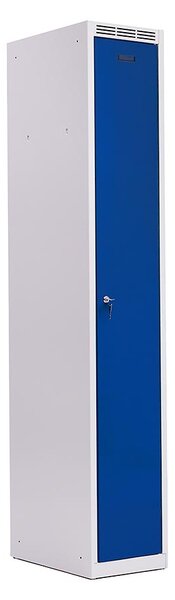 Kovová šatníková skriňa Trestles SS1M 1800 × 312 × 500 mm, 1 priečinok, modré dvere Typ zámku: cylindrický, Podnožka: sokl