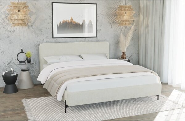 Béžová čalúnená dvojlôžková posteľ s roštom 180x200 cm Barker – Ropez
