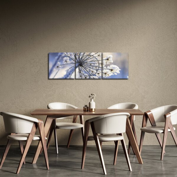 Obraz - Zamrznutý kvet (s hodinami) (90x30 cm)