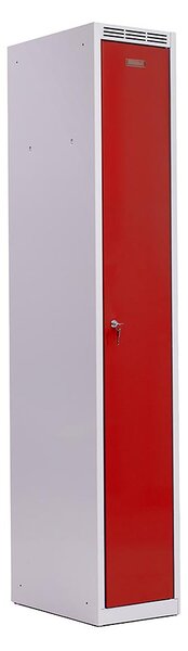 Kovová šatníková skriňa Trestles SS1M 1800 × 312 × 500 mm, 1 priečinok, červené dvere Typ zámku: cylindrický, Podnožka: sokl