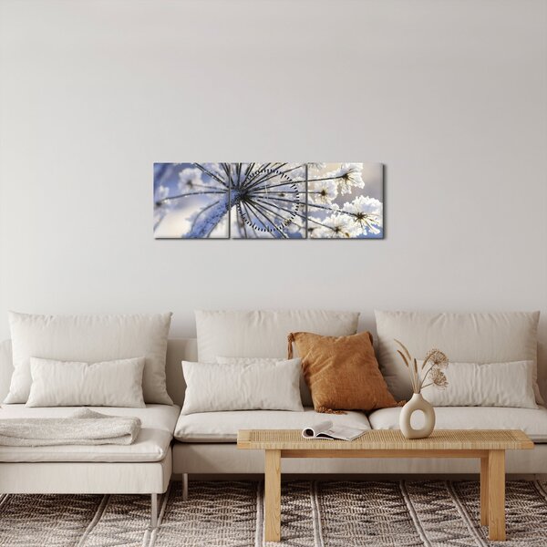 Obraz - Zamrznutý kvet (s hodinami) (90x30 cm)
