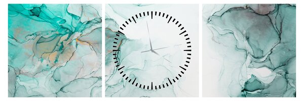 Obraz - Atramentová abstrakcia 2 (s hodinami) (90x30 cm)