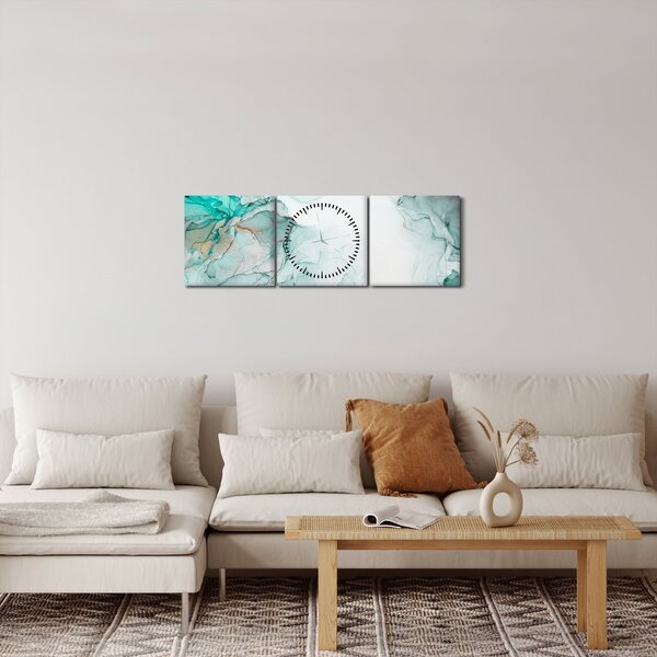 Obraz - Atramentová abstrakcia 2 (s hodinami) (90x30 cm)