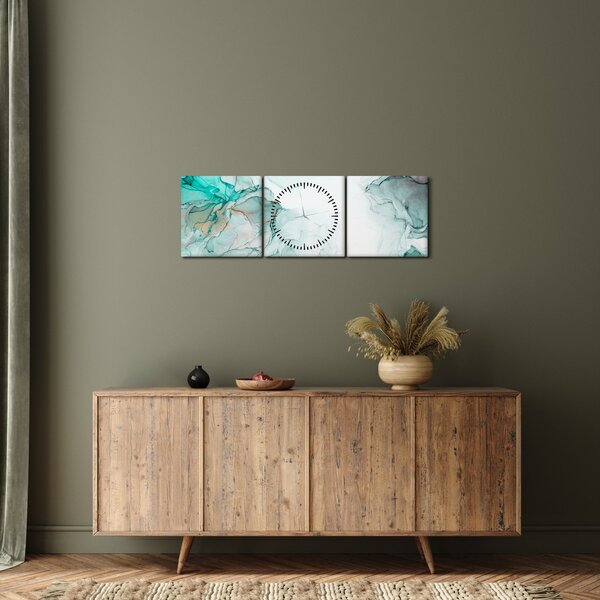 Obraz - Atramentová abstrakcia 2 (s hodinami) (90x30 cm)