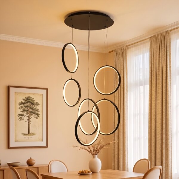 BRILAGI - LED luster na lanku ECHO LED/80W/230V 4000K, priemer 50 cm, čierny