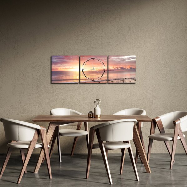 Obraz - Morská panoráma (s hodinami) (90x30 cm)