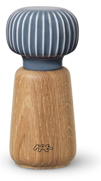 Mlynček z dubového dreva na korenie s antracitovým detailom z porcelánu Kähler Design Hammershoi, výška 13 cm