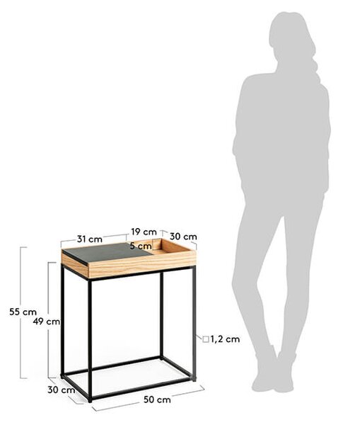 MUZZA ODKLADACÍ STÔL DIANE 50 X 30 ČIERNY