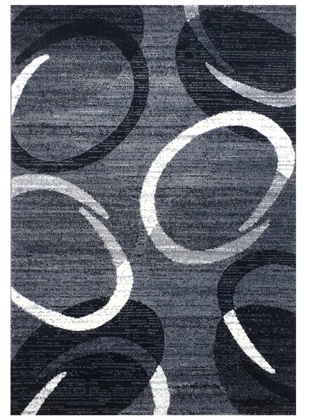 Spoltex , Kusový koberec Florida New 308-72 grey/black, 120x170, šedá, chodba / predsieň
