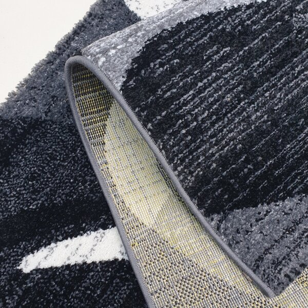 Spoltex , Kusový koberec Florida New 308-72 grey/black, 120x170, šedá, chodba / predsieň