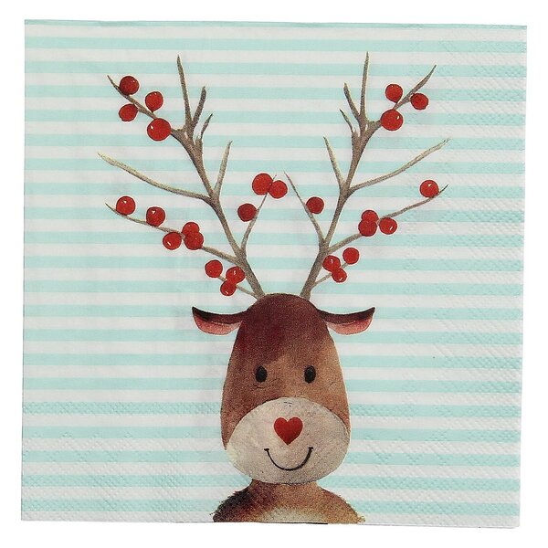 Vianočné obrúsky Reindeer Stripes 20 szt