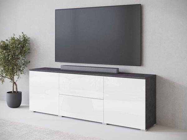 Mirjan24 TV skrinka Sawoti 181, Farby: matera / biely lesk, Osvetlenie: osvetlenie LED biele 5903211409370