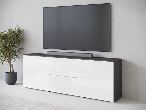 Mirjan24 TV skrinka Sawoti 181, Farby: matera / biely lesk, Osvetlenie: osvetlenie LED biele 5903211409370