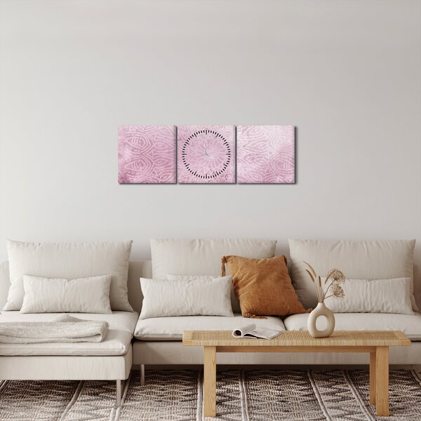 Obraz - Mandala v ružovej stene (s hodinami) (90x30 cm)