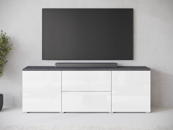 Mirjan24 TV skrinka Sawoti 181, Farby: matera / biely lesk, Osvetlenie: osvetlenie LED biele 5903211409370
