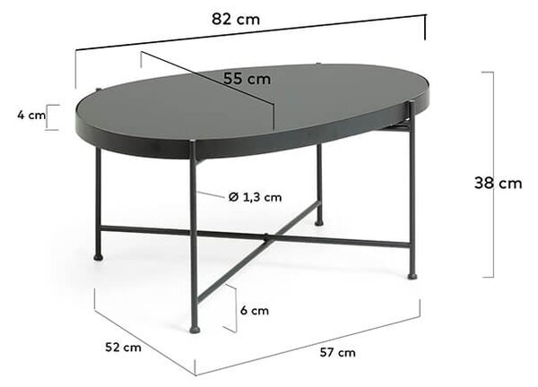 MUZZA KONFERENČNÝ STOLÍK MARSH 82 X 55 ČIERNY