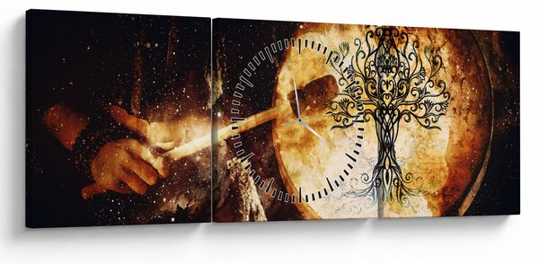 Obraz - Tajomný strom života (s hodinami) (90x30 cm)
