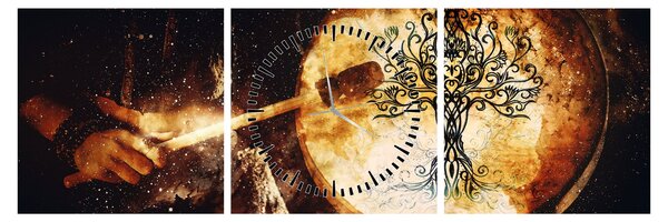 Obraz - Tajomný strom života (s hodinami) (90x30 cm)