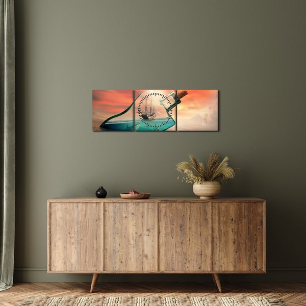 Obraz - Život vo fľaši (s hodinami) (90x30 cm)