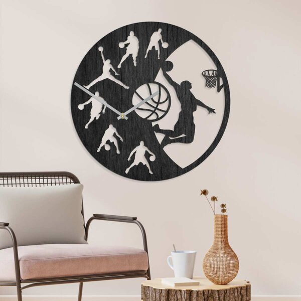 Basketbalové nástenné hodiny z dreva | SENTOP PR0449
