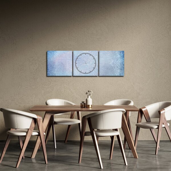 Obraz - Mandaly v modrej (s hodinami) (90x30 cm)
