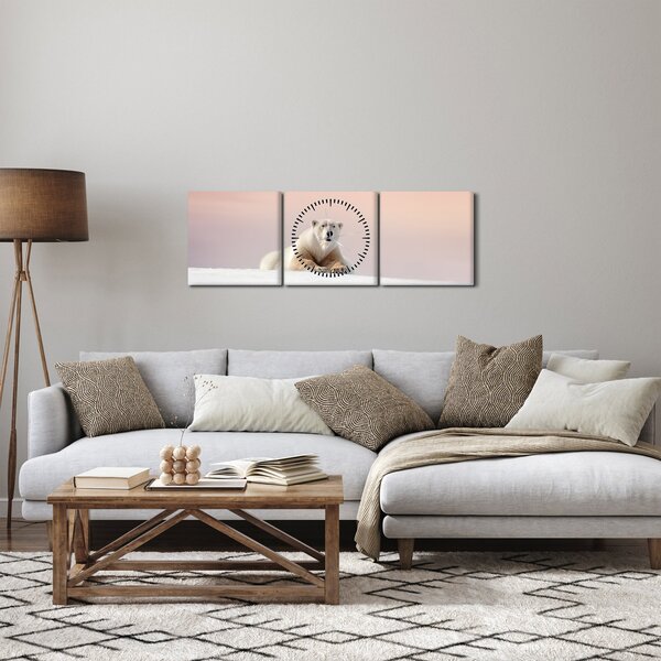 Obraz - Ľadový medveď (s hodinami) (90x30 cm)