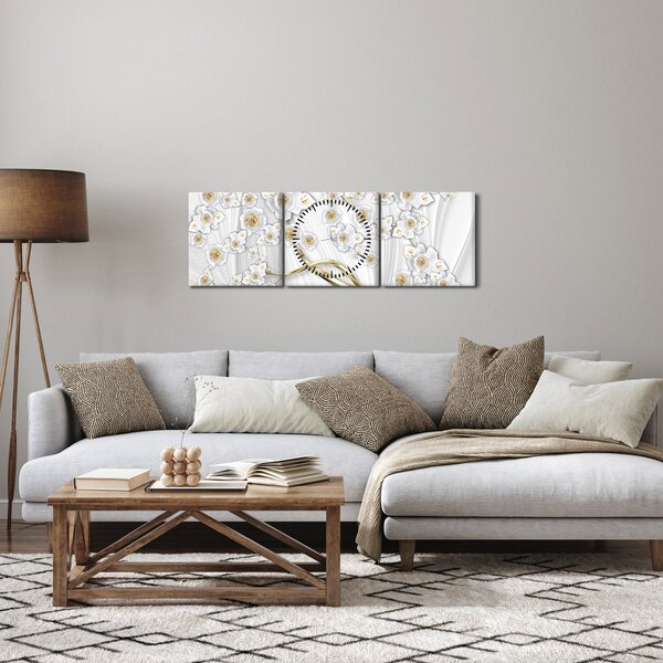 Obraz - Strom so zlatým dekorom (s hodinami) (90x30 cm)
