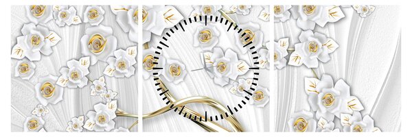 Obraz - Strom so zlatým dekorom (s hodinami) (90x30 cm)