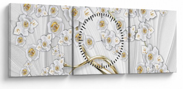 Obraz - Strom so zlatým dekorom (s hodinami) (90x30 cm)