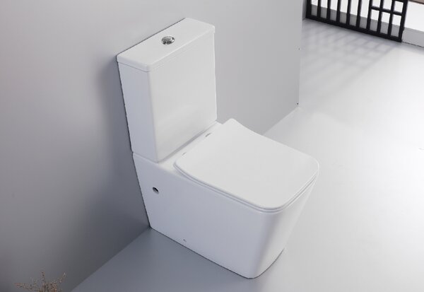 CERANO - WC kombi Bruno, Rimless + Slim/UF sedátko - spodný/zadný odpad - biela lesklá - 64x36 cm