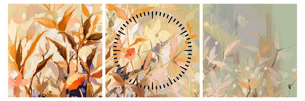 Obraz - Maľované rastliny (s hodinami) (90x30 cm)