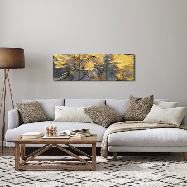Obraz - Zlatá expanzia (s hodinami) (90x30 cm)