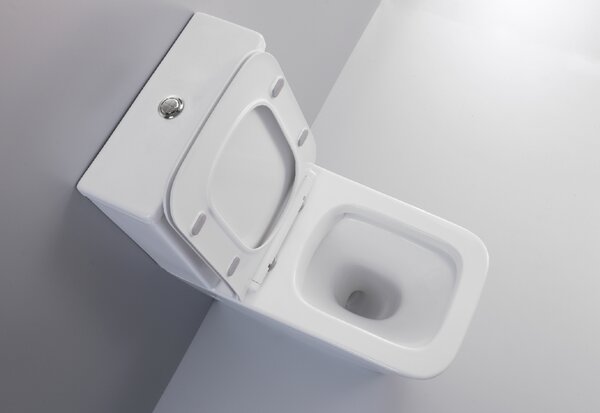 CERANO - WC kombi Bruno, Rimless + Slim/UF sedátko - spodný/zadný odpad - biela lesklá - 64x36 cm