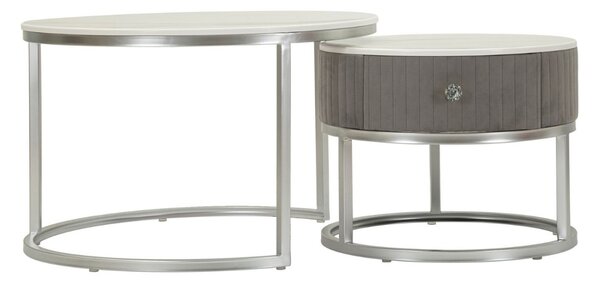 Sada konferenčných stolíkov Laquinta 70 cm sivá / strieborná