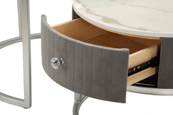 Sada konferenčných stolíkov Laquinta 70 cm sivá / strieborná