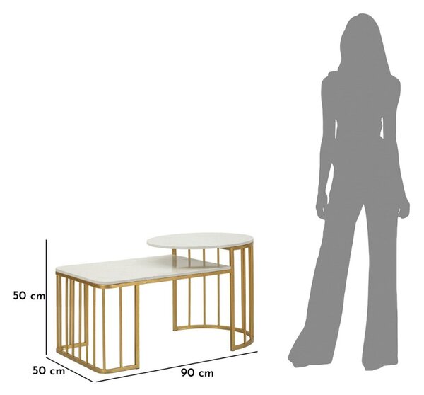 Dizajnový konferenčný stolík Kehlani 90 cm biely / zlatý