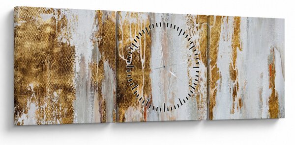 Obraz - Abstrakcia so zlatou (s hodinami) (90x30 cm)