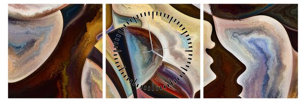 Obraz - Abstrakcia hláv (s hodinami) (90x30 cm)