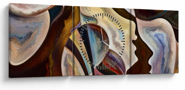 Obraz - Abstrakcia hláv (s hodinami) (90x30 cm)