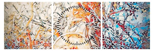 Obraz - Mozaiková abstrakcia (s hodinami) (90x30 cm)