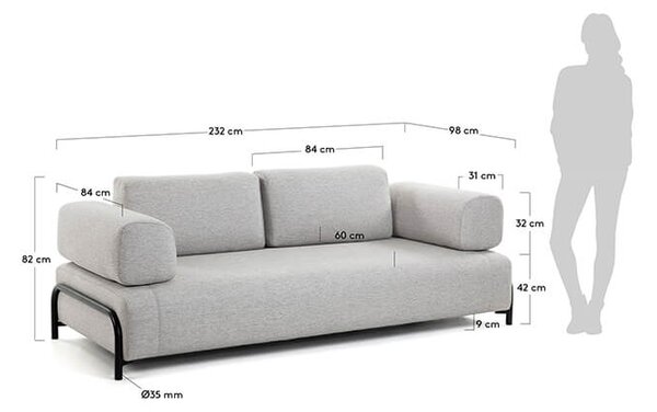 MUZZA Trojmiestna pohovka compo 232 cm béžová