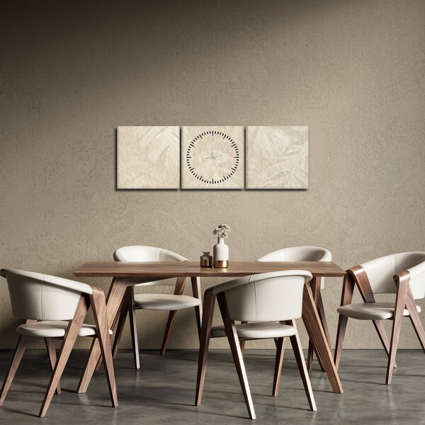 Obraz - Listy v textúre (s hodinami) (90x30 cm)