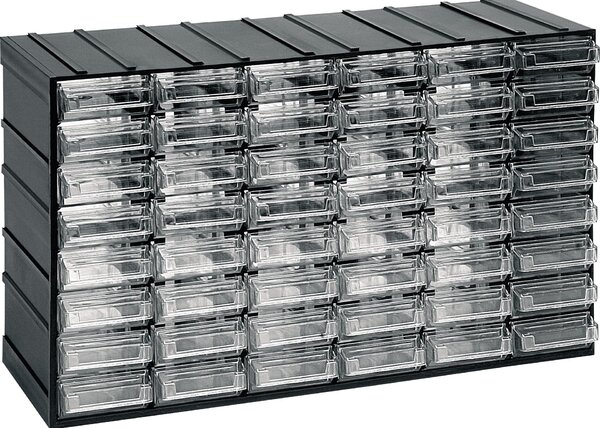 Modulová skrinka so zásuvkami, 382 x 148 x 230 mm, 48 zásuviek